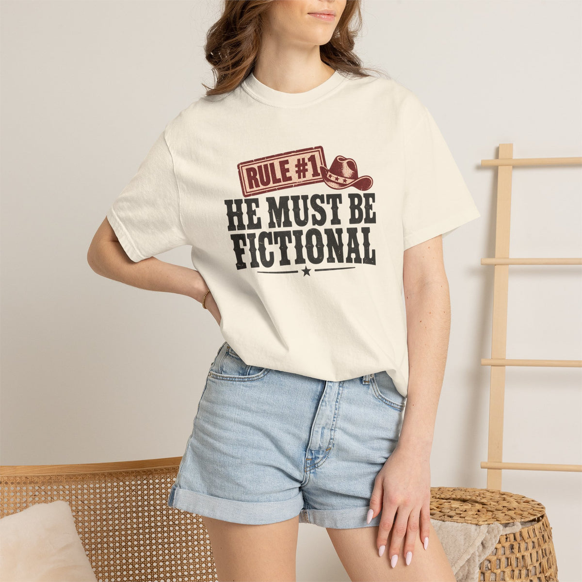 He Must Be Fictional T-Shirt — Western Cowboy Novelty Tee