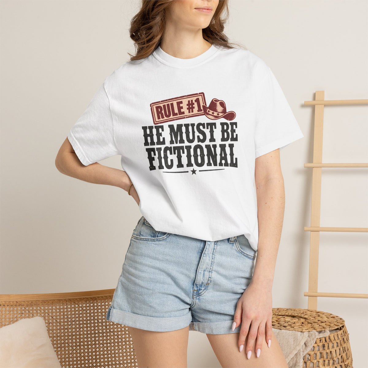 He Must Be Fictional T-Shirt — Western Cowboy Novelty Tee