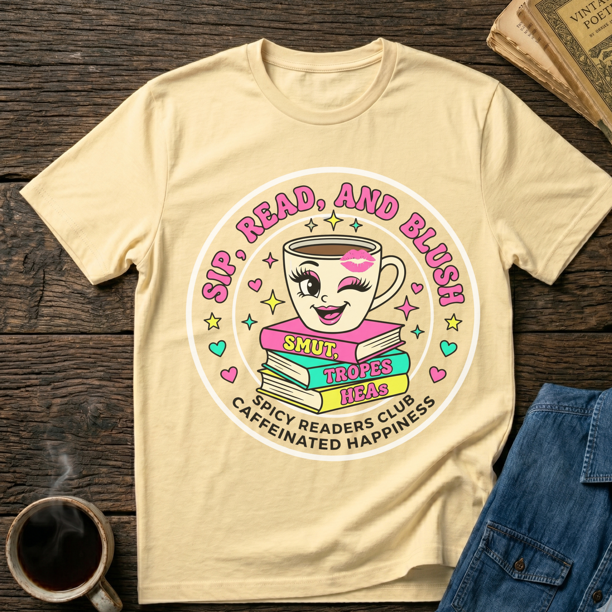 Sip, Read, and Blush T-shirt