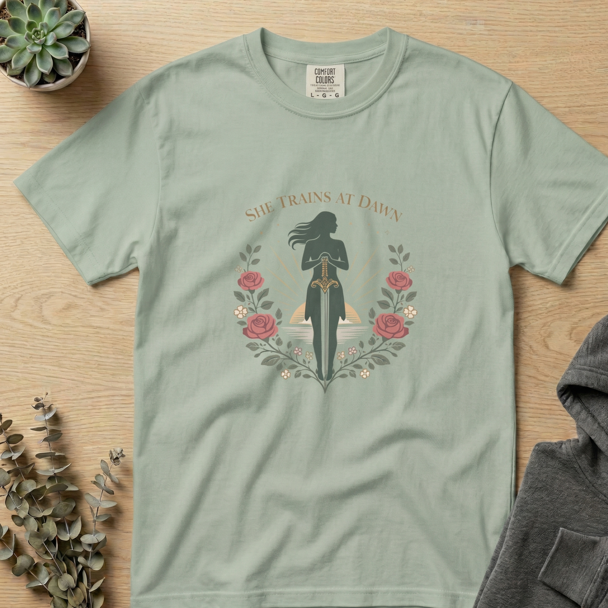 She Trains at Dawn Floral T-shirt