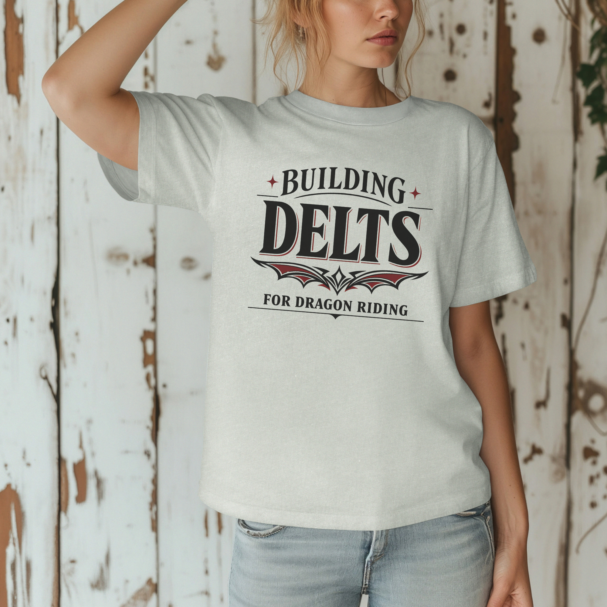 Ornate Building Delts for Dragon Riding T-shirt