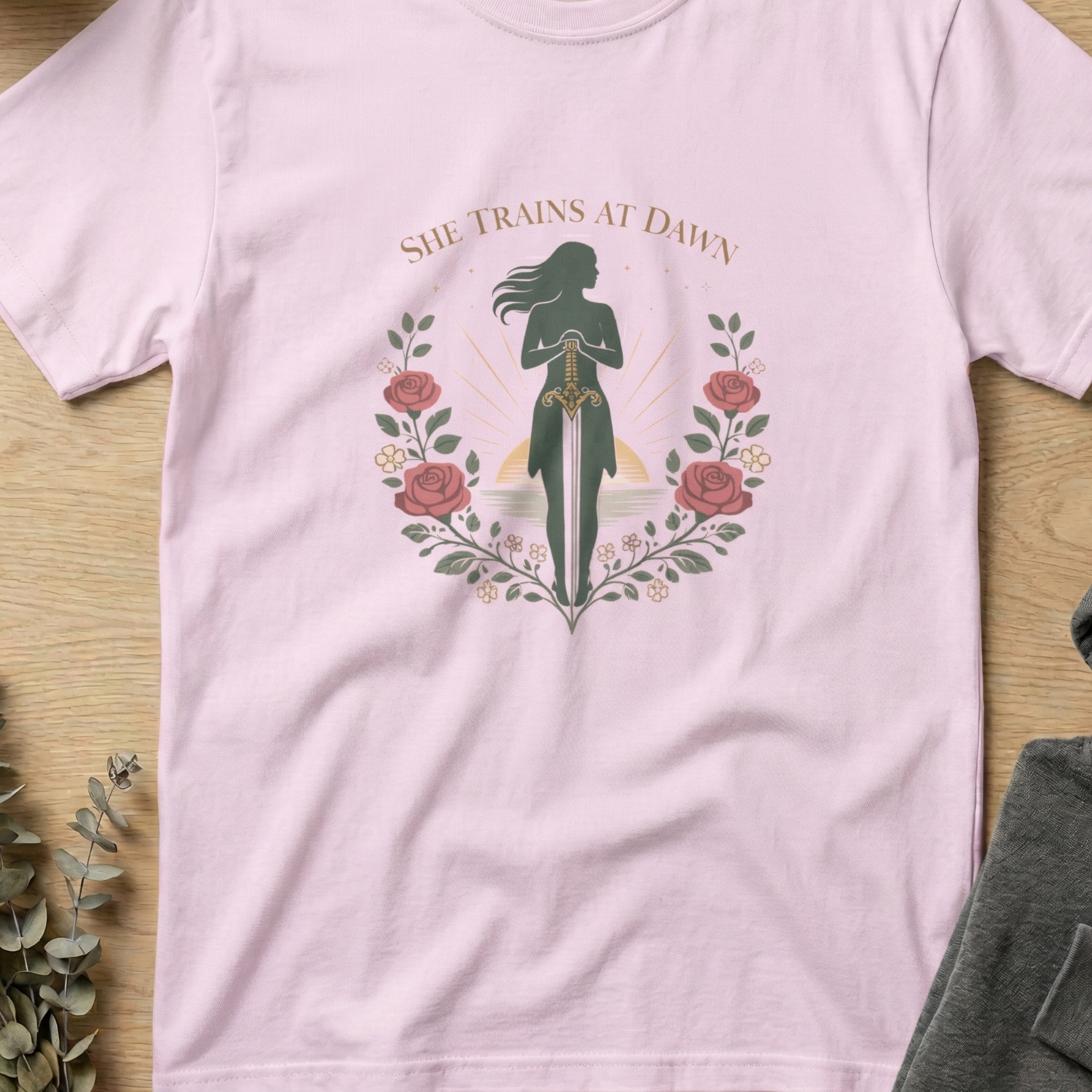She Trains at Dawn Floral T-shirt
