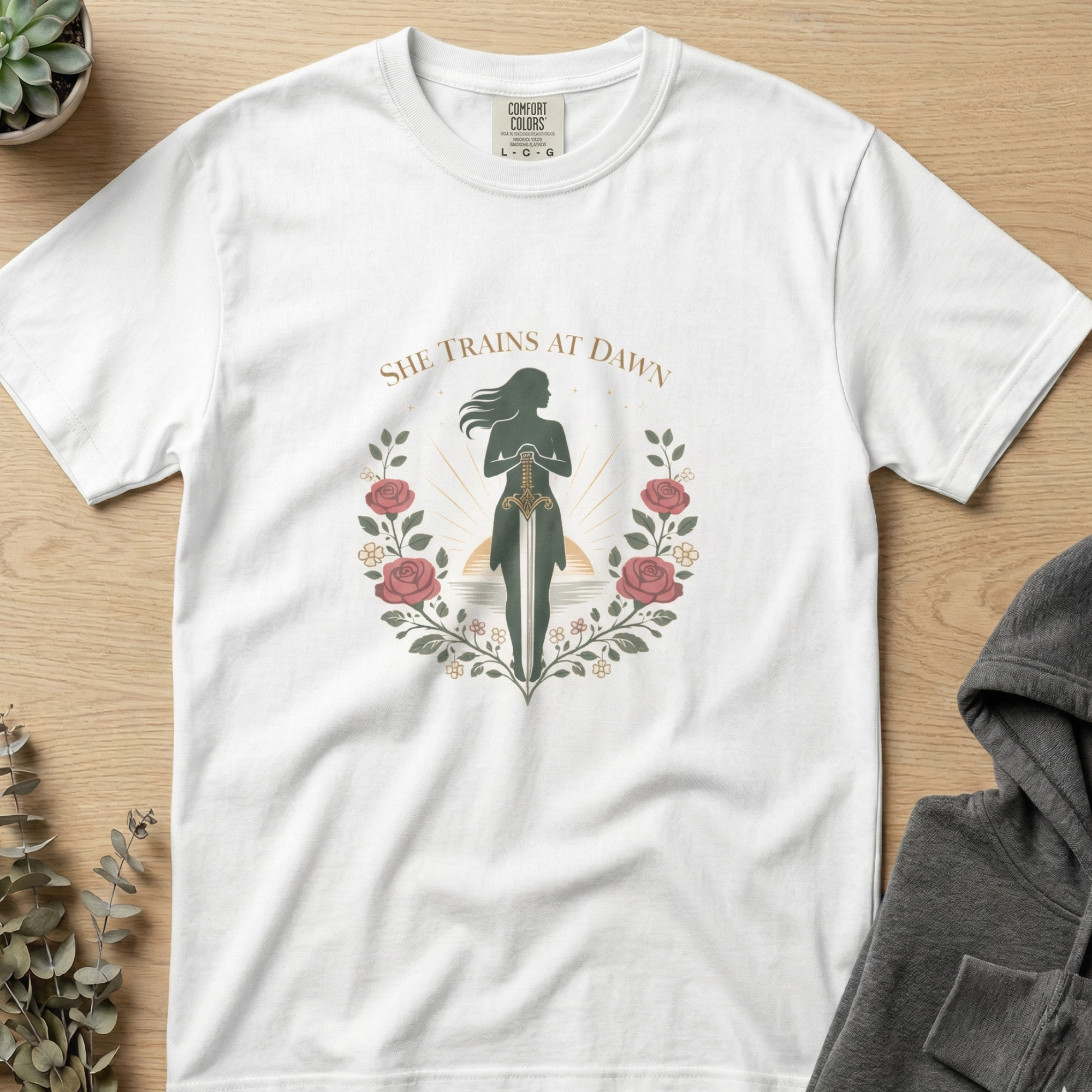 She Trains at Dawn Floral T-shirt